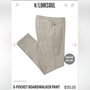 Linksoul- 5 pocket boardwalk pant. Khaki